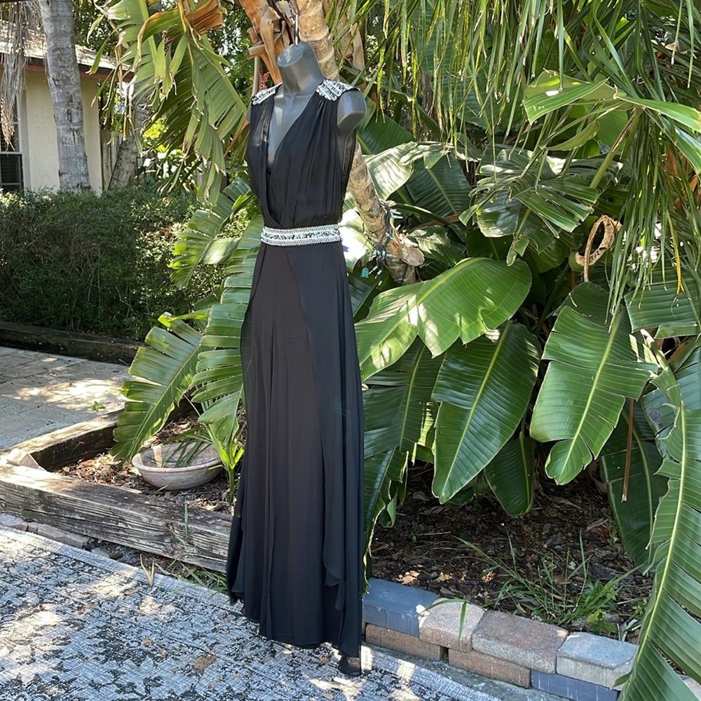 pure silk beaded wide leg jumpsuit - Picture 3 of 13